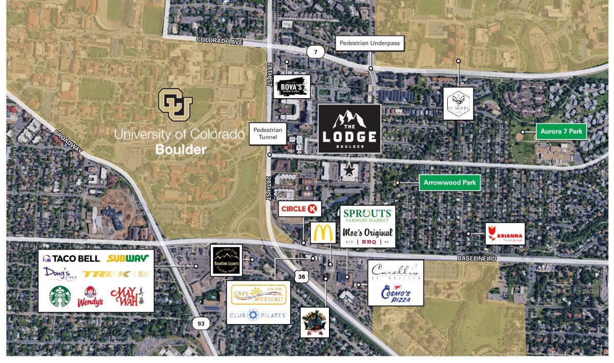 Points-of-interest aerial — the near-campus submarket